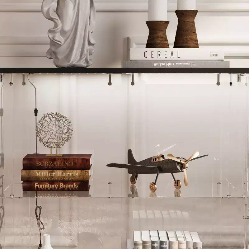 Vitrine en verre avec éclairage LED 3 modes et portes verrouillables