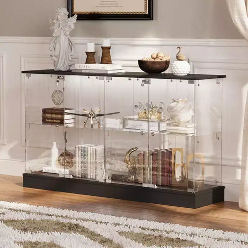 Vitrine en verre avec éclairage LED 3 modes et portes verrouillables