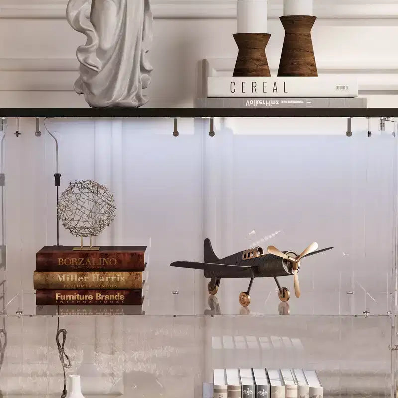 Vitrine en verre avec éclairage LED 3 modes et portes verrouillables
