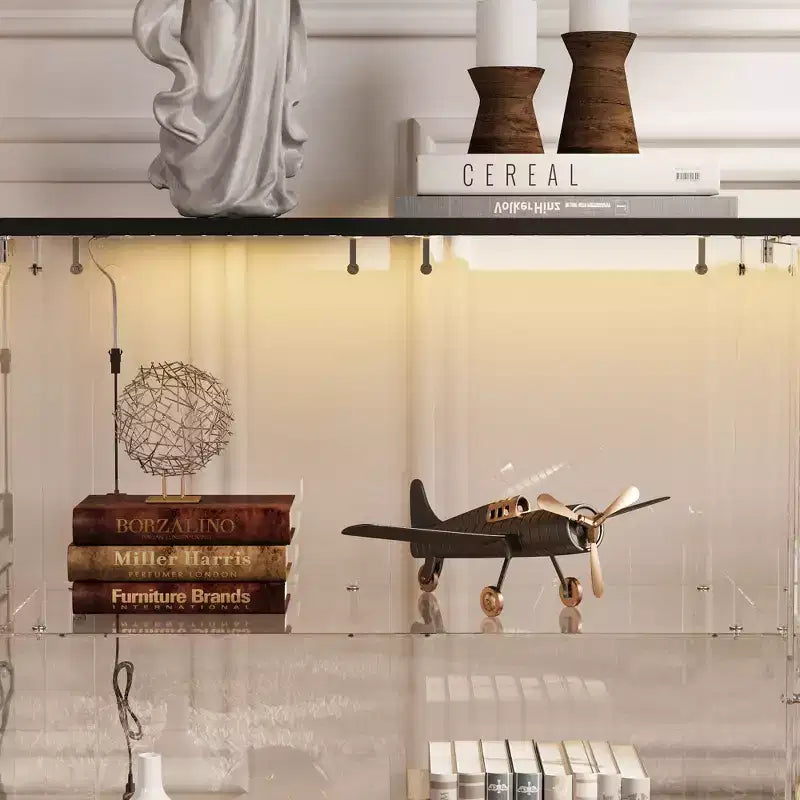 Vitrine en verre avec éclairage LED 3 modes et portes verrouillables