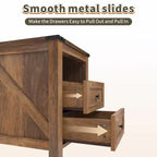Table de chevet de ferme en bois de 45,7 cm avec station de charge et 2 tiroirs