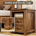 Table de chevet de ferme en bois de 45,7 cm avec station de charge et 2 tiroirs