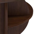 Table basse ronde de rangement en bois et verre trempé avec étagères à 4 niveaux
