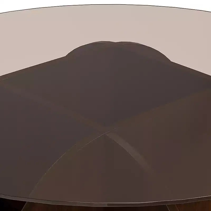 Table basse ronde de rangement en bois et verre trempé avec étagères à 4 niveaux