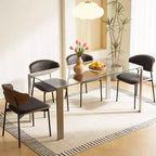 Table à manger en verre trempé 170 cm avec pieds en métal