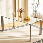 Table à manger en verre trempé 170 cm avec pieds en métal