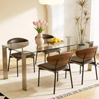 Table à manger en verre trempé 170 cm avec pieds en métal