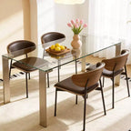 Table à manger en verre trempé 170 cm avec pieds en métal