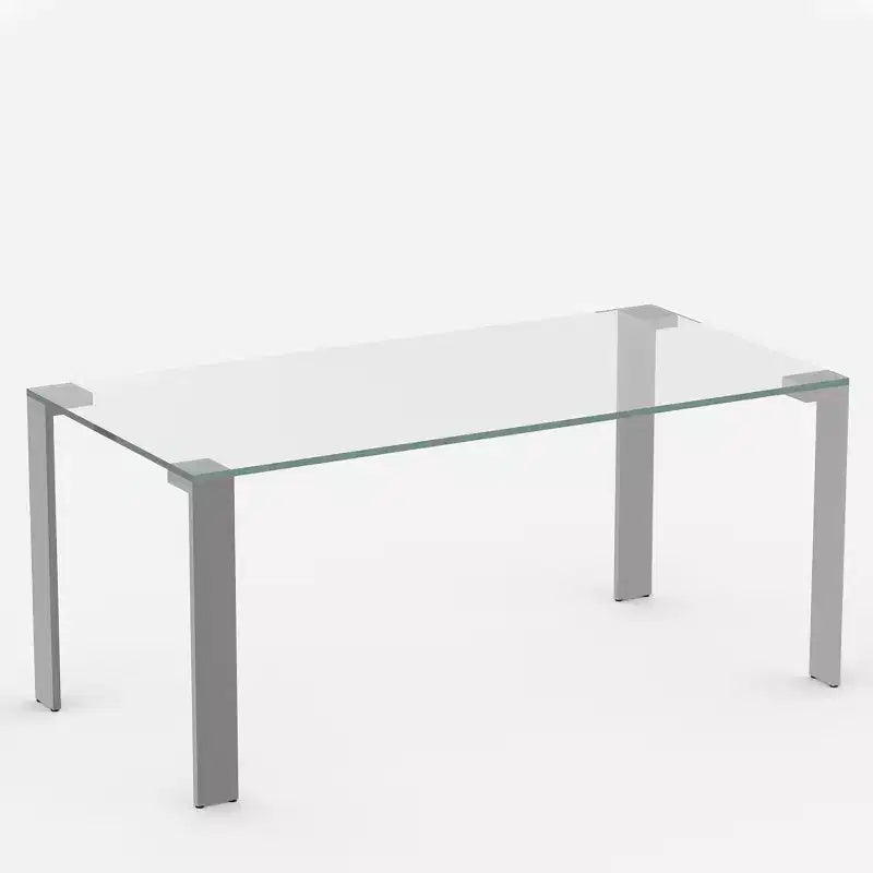 Table à manger en verre trempé 170 cm avec pieds en métal