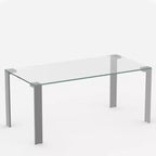 Table à manger en verre trempé 170 cm avec pieds en métal