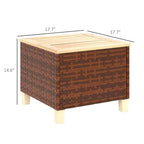 Table d'appoint d'extérieur en rotin PE et bois de sapin
