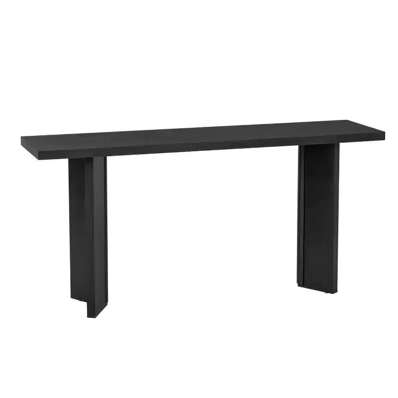 Console étroite en placage de pin avec pieds géométriques