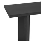 Console étroite en placage de pin avec pieds géométriques