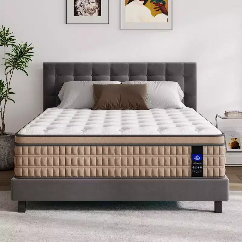 Matelas hybride King 14" en mousse à mémoire de forme sans fibre de verre et ressorts ensachés