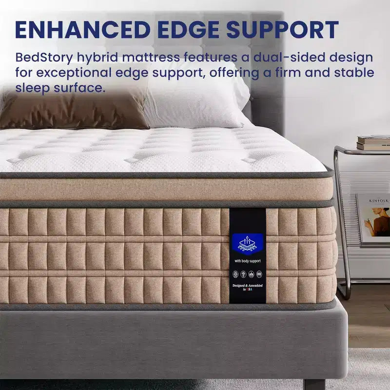 Matelas hybride King 14" en mousse à mémoire de forme sans fibre de verre et ressorts ensachés