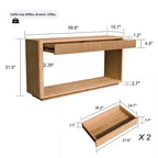 Console de ferme en placage de bois 60 po avec 2 tiroirs cannelés et étagère