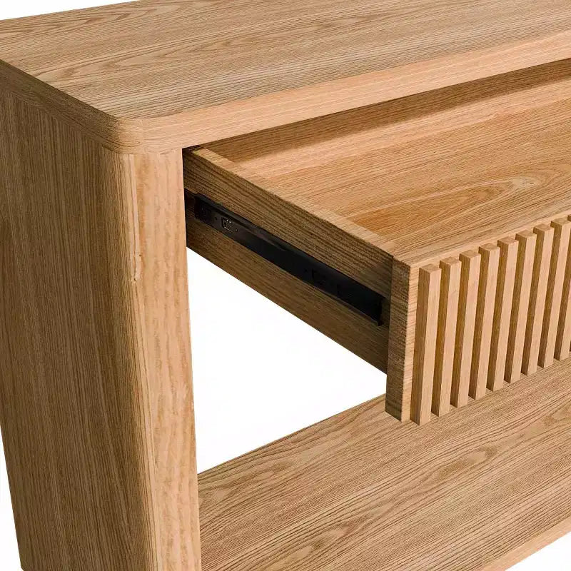 Console de ferme en placage de bois 60 po avec 2 tiroirs cannelés et étagère