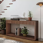Console de ferme en placage de bois 60 po avec 2 tiroirs cannelés et étagère