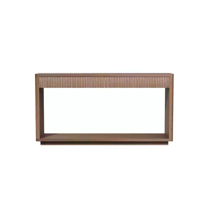 Console de ferme en placage de bois 60 po avec 2 tiroirs cannelés et étagère