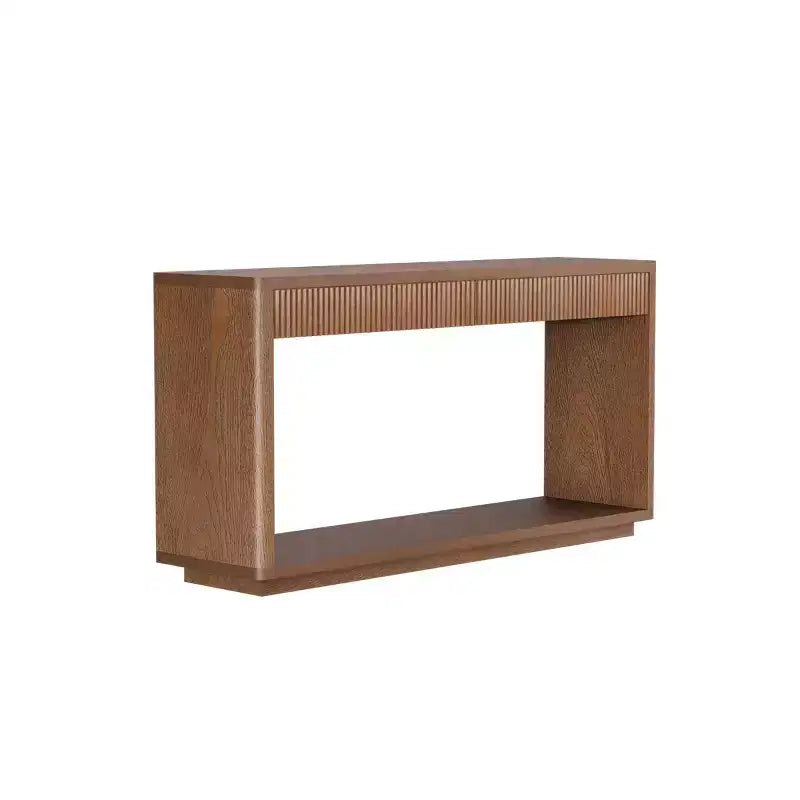 Console de ferme en placage de bois 60 po avec 2 tiroirs cannelés et étagère