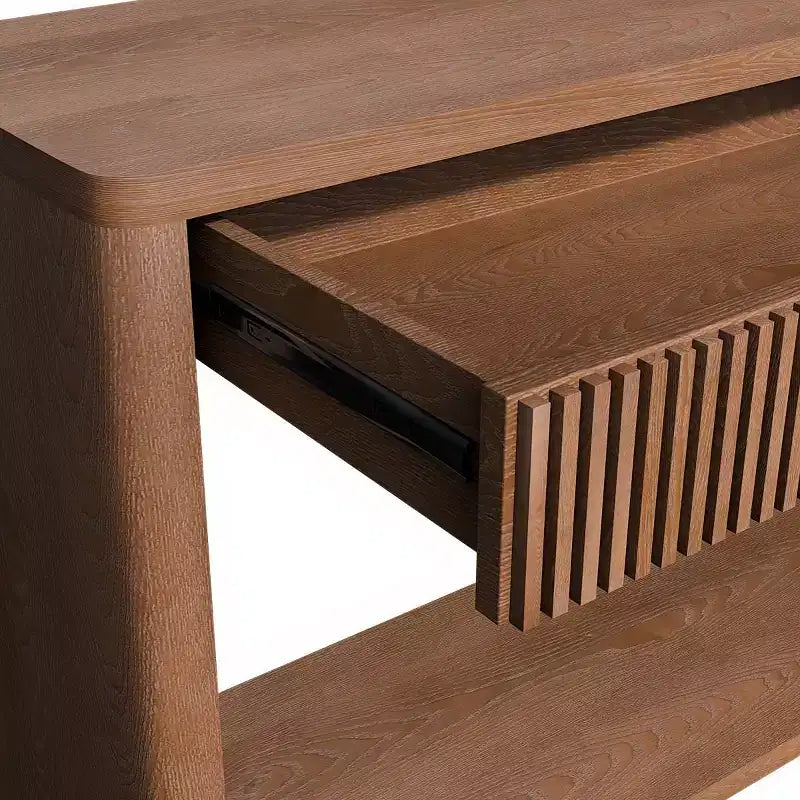 Console de ferme en placage de bois 60 po avec 2 tiroirs cannelés et étagère