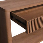 Console de ferme en placage de bois 60 po avec 2 tiroirs cannelés et étagère