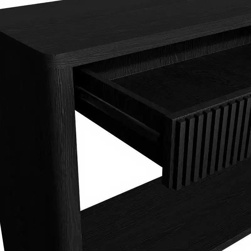 Console de ferme en placage de bois 60 po avec 2 tiroirs cannelés et étagère