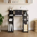 Bureau d'ordinateur en bois de 89 cm avec double étagère latérale et étagère pour imprimante