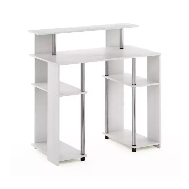 Bureau d'ordinateur en bois de 89 cm avec double étagère latérale et étagère pour imprimante