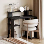 Bureau d'ordinateur en bois de 89 cm avec double étagère latérale et étagère pour imprimante