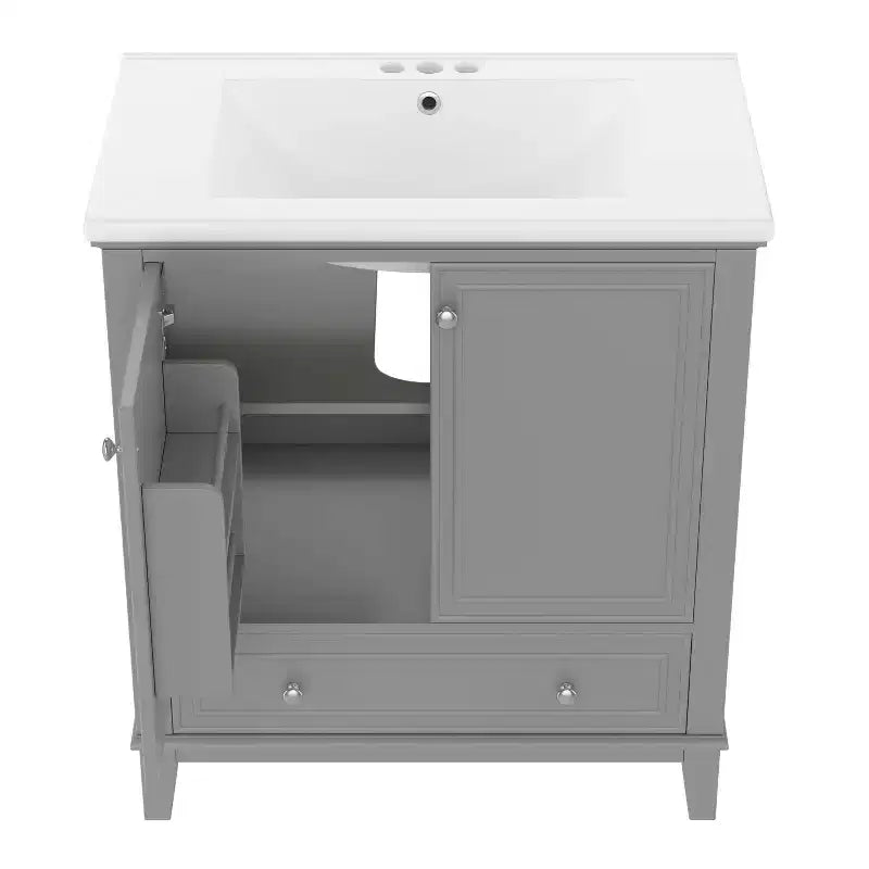 Meuble bas de salle de bain en MDF de 30 po avec portes et tiroir