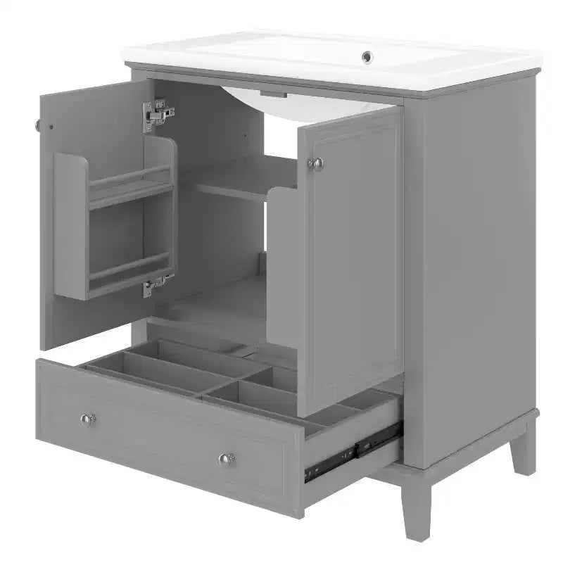 Meuble bas de salle de bain en MDF de 30 po avec portes et tiroir