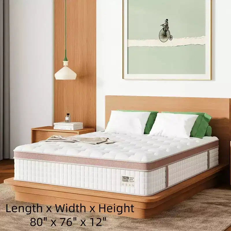 Matelas hybride à ressorts ensachés et mousse à mémoire de forme King 35,5 cm