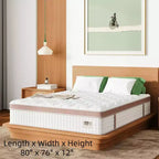 Matelas hybride à ressorts ensachés et mousse à mémoire de forme King 35,5 cm