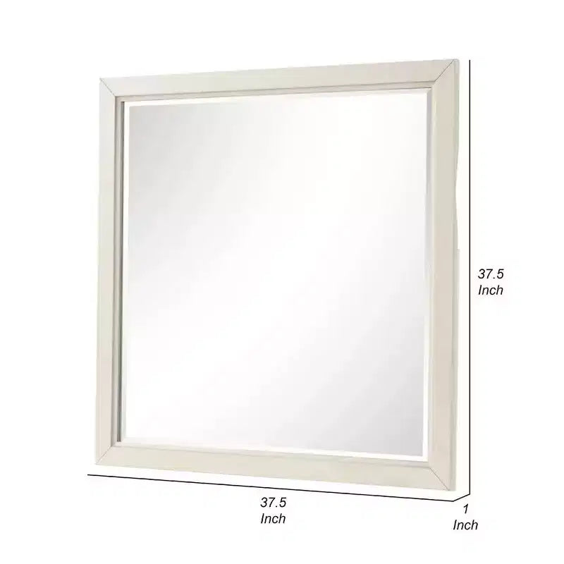 Miroir de commode en bois massif avec verre biseauté 38 po