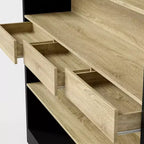 Bibliothèque en bois massif avec 3 tiroirs et 5 étagères ouvertes
