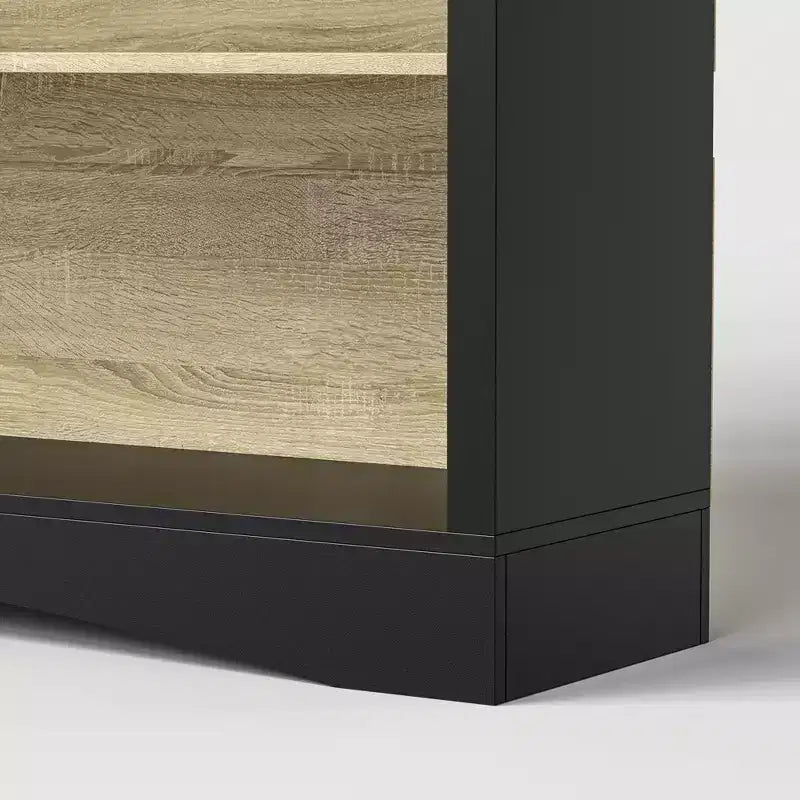 Bibliothèque en bois massif avec 3 tiroirs et 5 étagères ouvertes