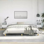 Cadre de lit king-size en tissu polyester et contreplaqué