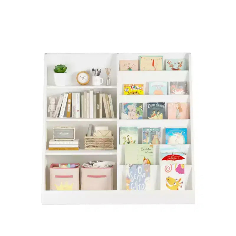 Étagère à Livres et Meuble de Rangement pour Jouets pour Enfants en Bois avec Étagères Ouvertes