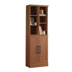 Meuble de rangement en bois avec étagères réglables et portes