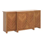 Buffet 4 portes en bois de noyer à motif chevrons 157,2 cm (L) x 49,8 cm (P) x 76,2 cm (H)