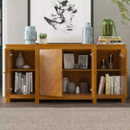 Buffet 4 portes en bois de noyer à motif chevrons 157,2 cm (L) x 49,8 cm (P) x 76,2 cm (H)