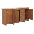 Buffet 4 portes en bois de noyer à motif chevrons 157,2 cm (L) x 49,8 cm (P) x 76,2 cm (H)