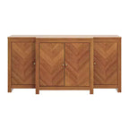 Buffet 4 portes en bois de noyer à motif chevrons 157,2 cm (L) x 49,8 cm (P) x 76,2 cm (H)