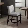 Royal Hampton Counter Height Chair Set of 2, Gray Linen, Espresso Brown Wood