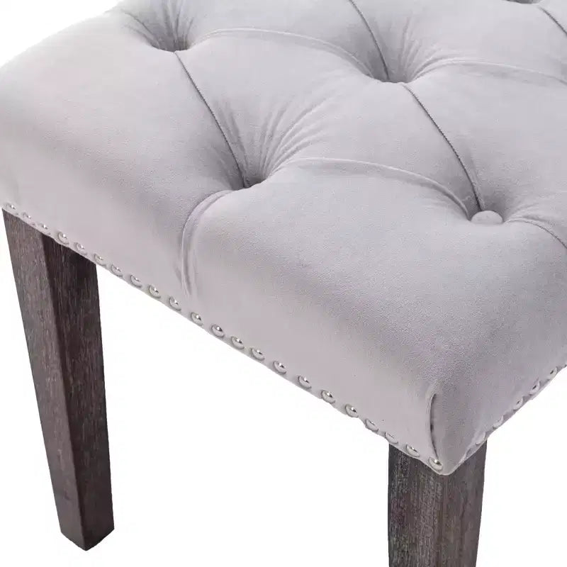 Banc capitonné en velours avec pieds en bois