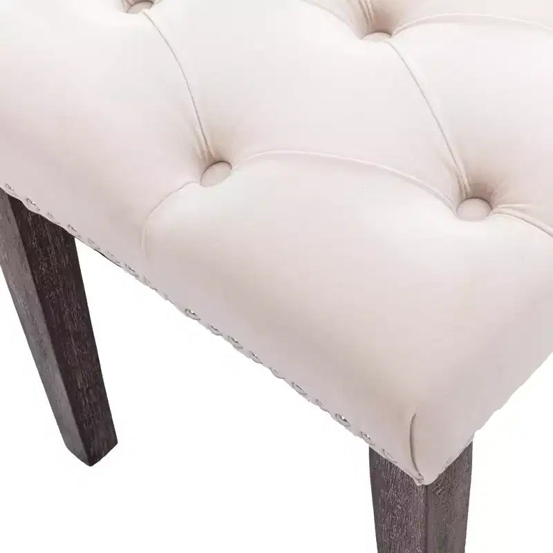 Banc capitonné en velours avec pieds en bois
