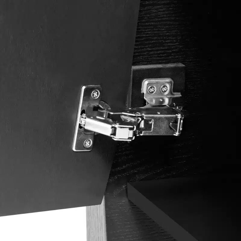Armoire de rangement à 4 portes en placage de frêne avec pieds incurvés et étagères réglables
