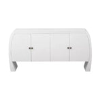 Armoire de rangement à 4 portes en placage de frêne avec pieds incurvés et étagères réglables