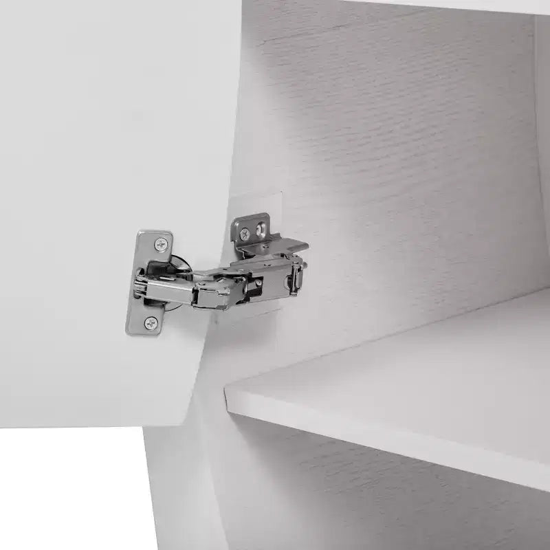 Armoire de rangement à 4 portes en placage de frêne avec pieds incurvés et étagères réglables